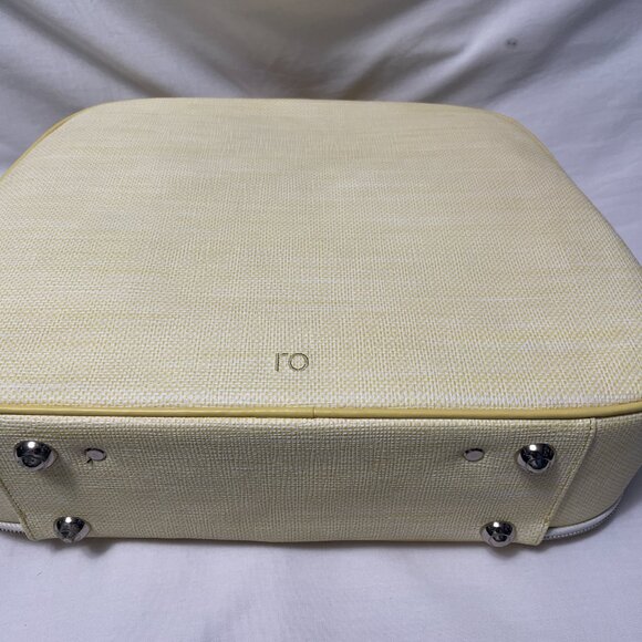 ro New York Designer Small Suitcase Leather Jade Yellow New - Picture 4 of 7